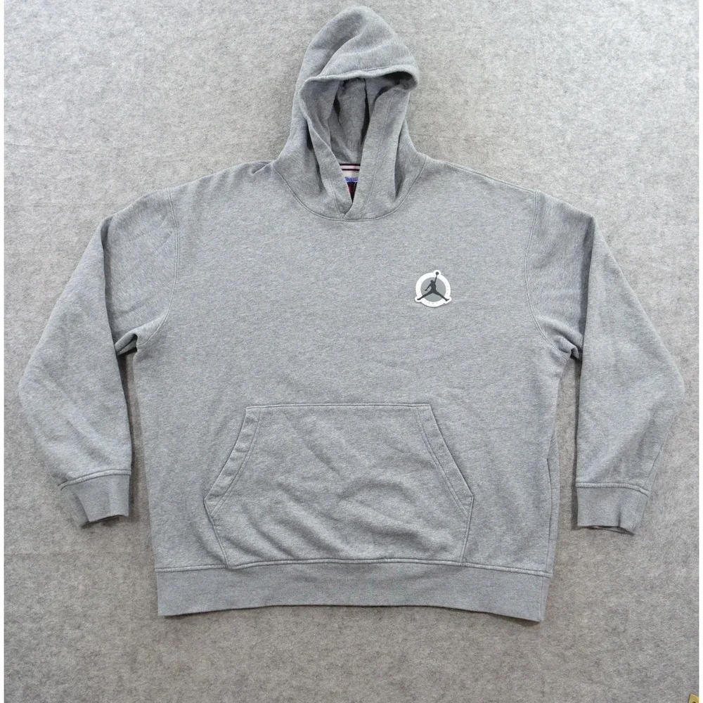 Jordan Hoodie Sweatshirt Mens Extra Large Gray Nike Jumpman Sleeve  Fleece DV759